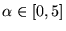 $\alpha\in[0, 5]$